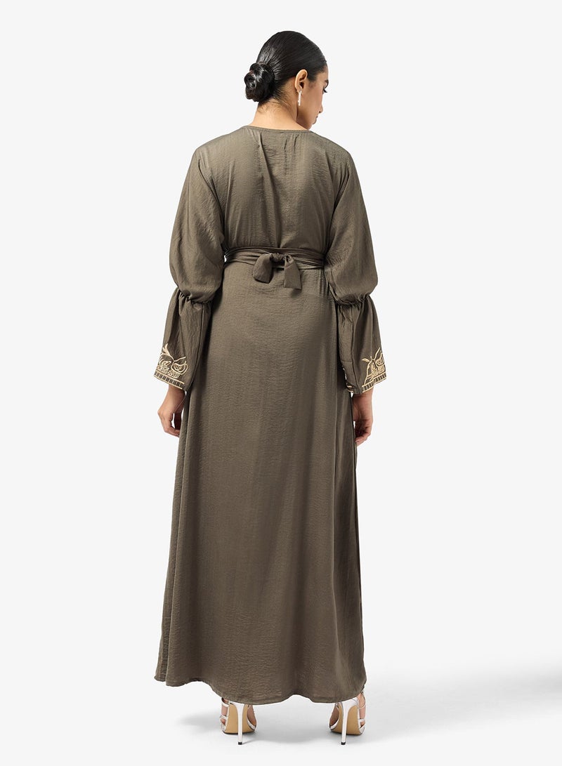 hayas closet Embroidered Belted Jalabiya - Image 3